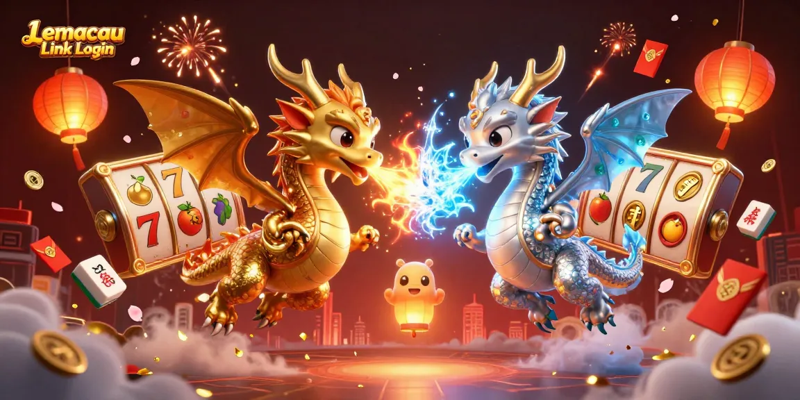 Experience thrilling gameplay with Lemacau Link Login showcasing dynamic dragons amid casino elements.