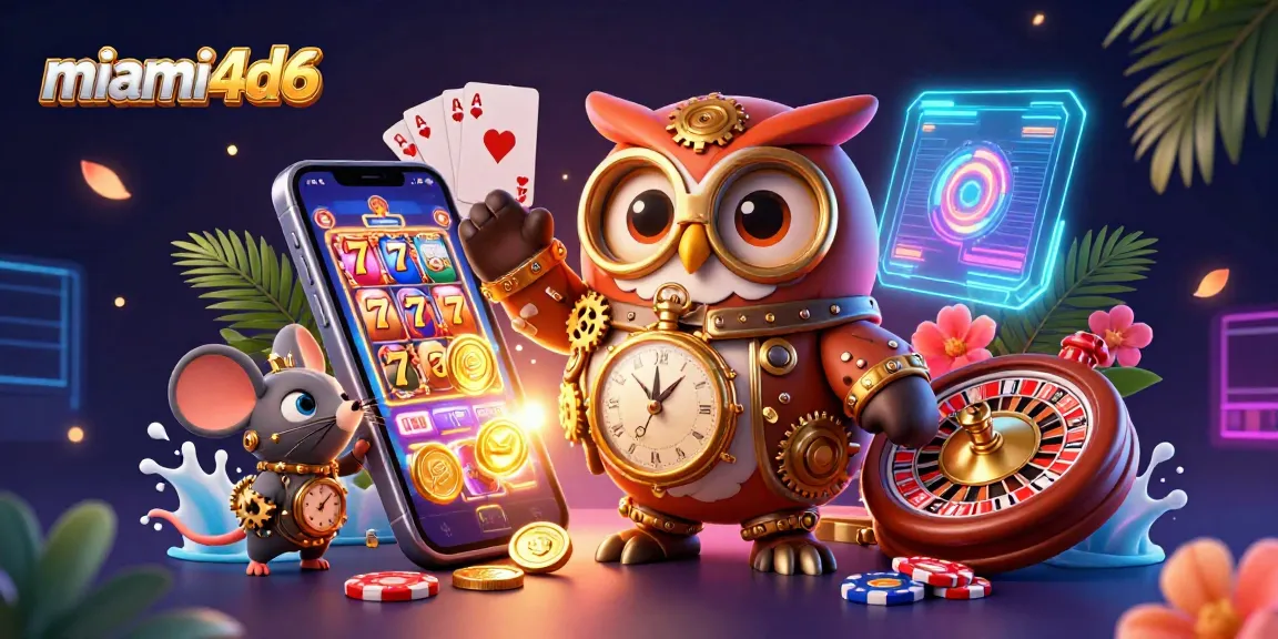 Engage players with miami4d6's vibrant slot gaming experience shown in a colorful 3D illustration.
