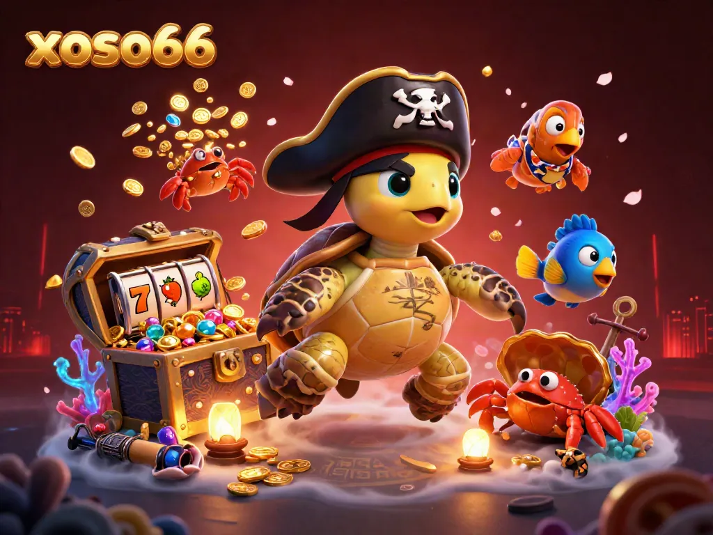 Experience the vibrant energy of xoso66 with pirate-themed characters celebrating underwater treasure gaming.