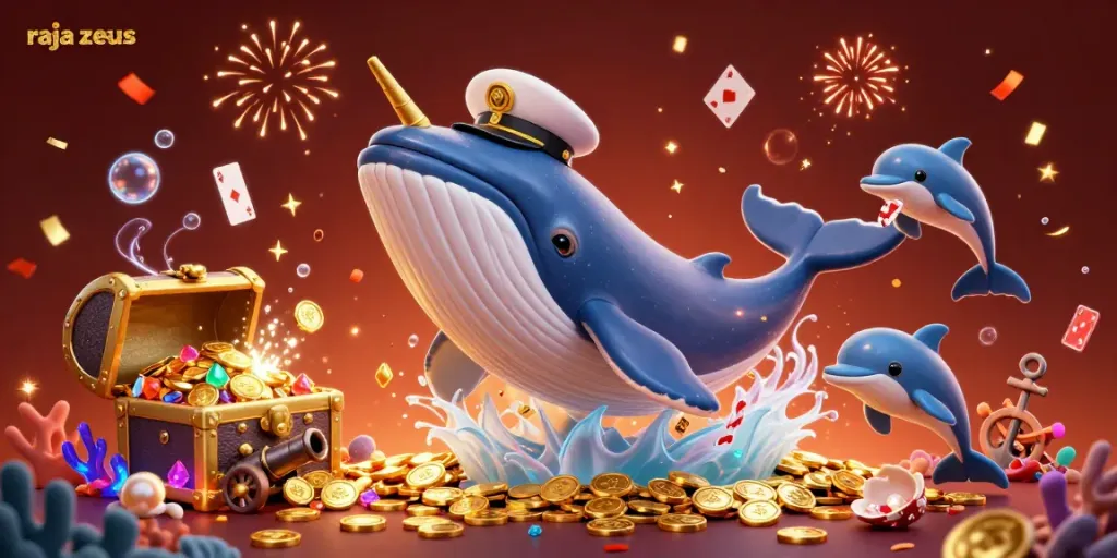 Raja Zeus menampilkan simbol slot dan karakter kartun meriah dalam ilustrasi 3D yang memukau.