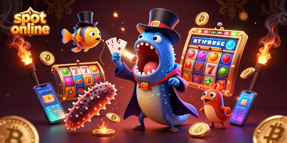 Experience thrilling slot online excitement with a vibrant illustration featuring unique sea creatures and dazzling gaming elements.