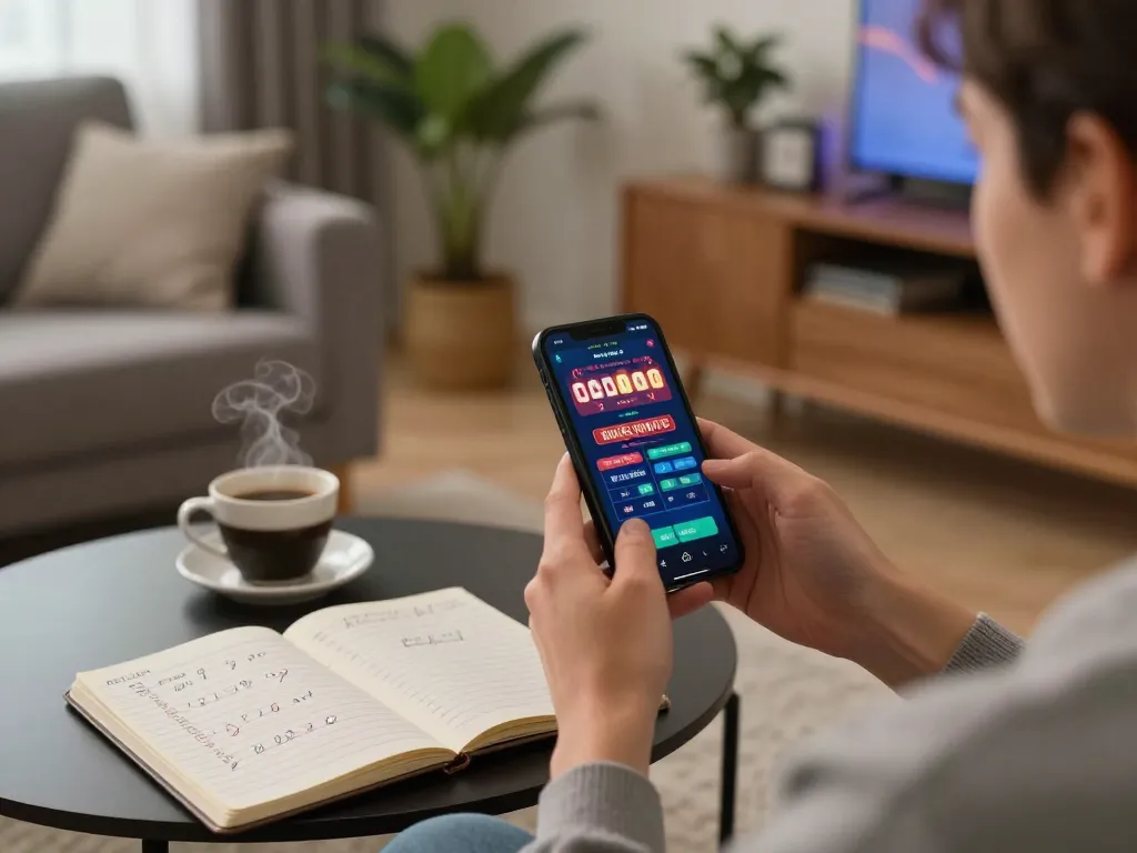Player using cm 88 casino app on smartphone, showcasing strategic betting at home.