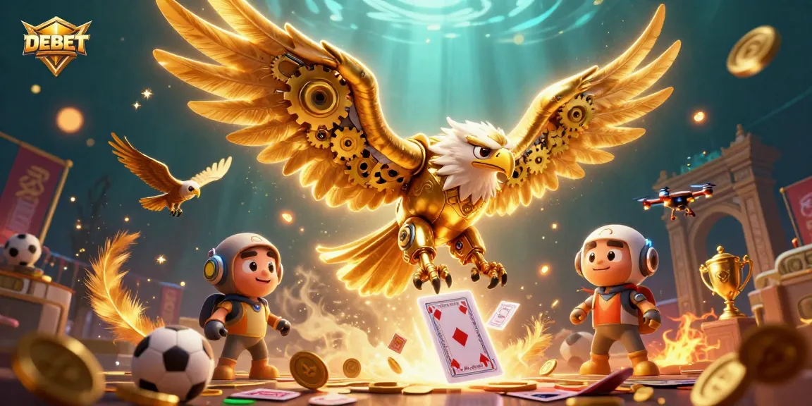 Experience thrilling sports betting action with DEBET in this vibrant 3D illustration.