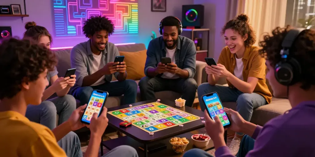 Bingo app download apk scene featuring players immersed in Bingo101 games at home.