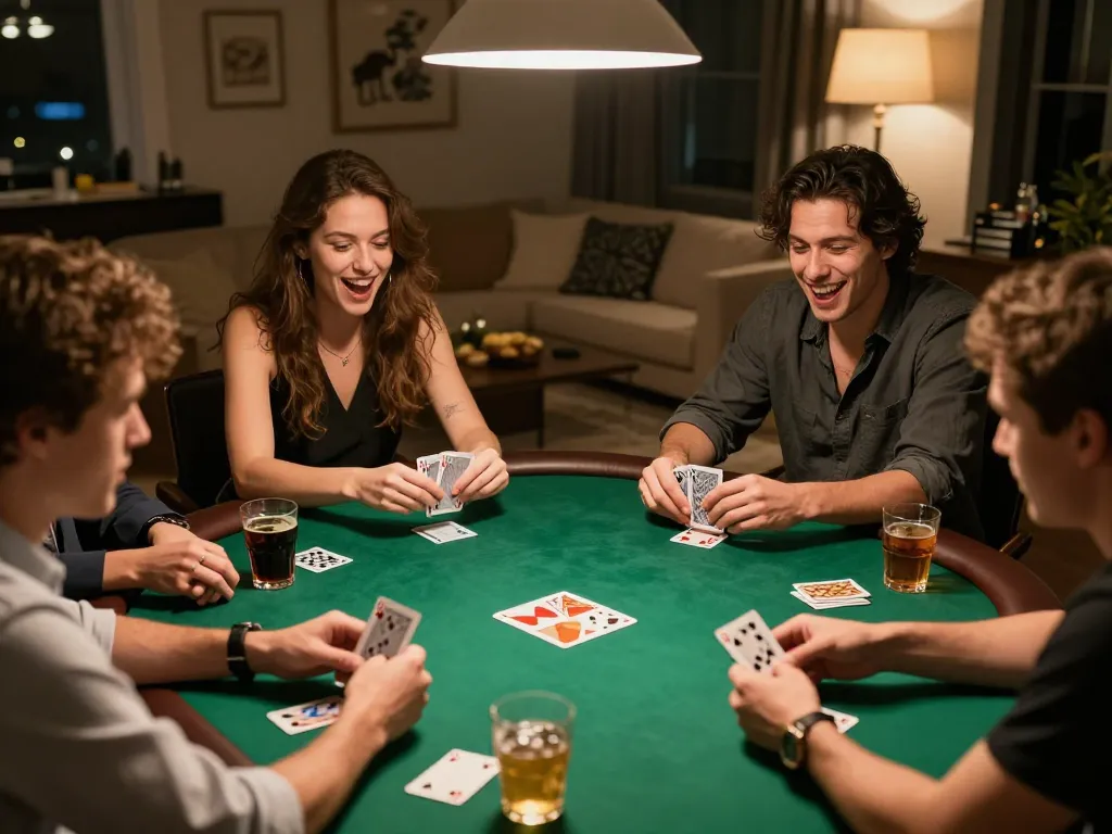 Players enjoying a game of poker at 8K8 Casino, showcasing excitement and friendly competition.