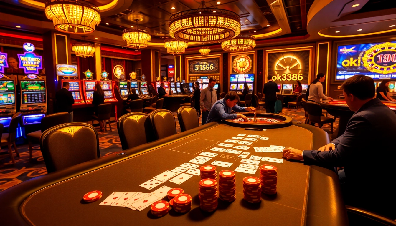 Experience the thrill of high-stakes gambling with ok8386 at a vibrant poker table.
