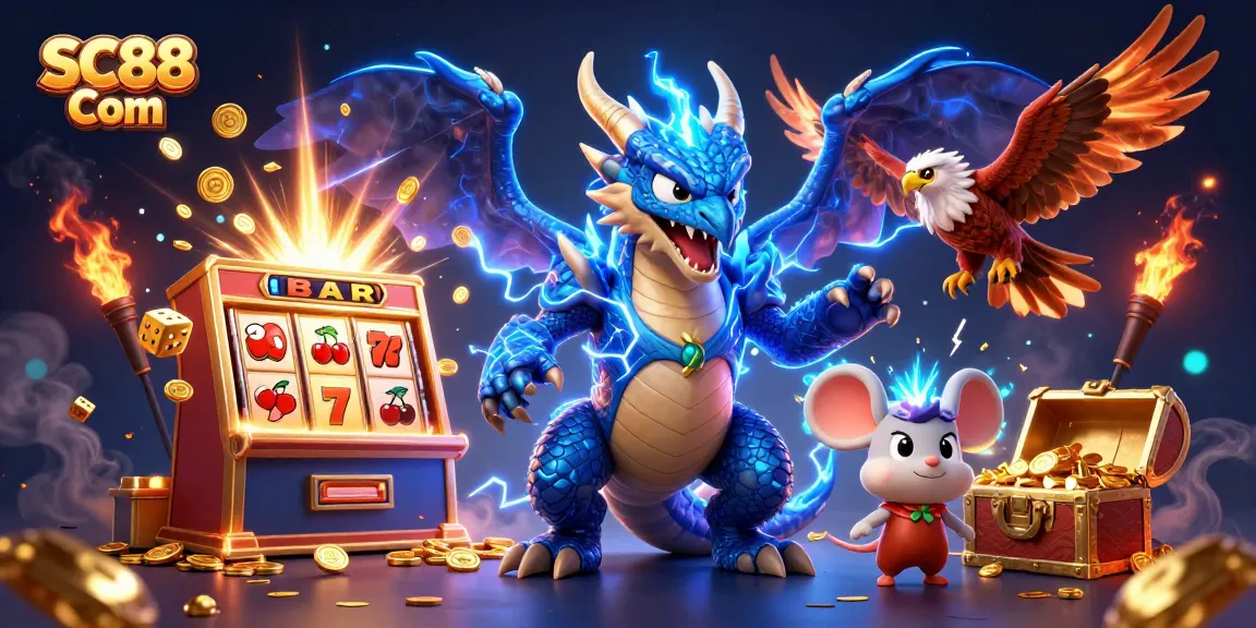 Experience excitement with SC88 Com as you spin and win big in this dazzling 3D casino scene.