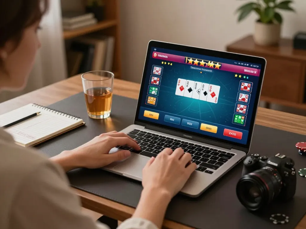 Engaging IWIN virtual poker game setup showcasing strategy in a cozy home environment.