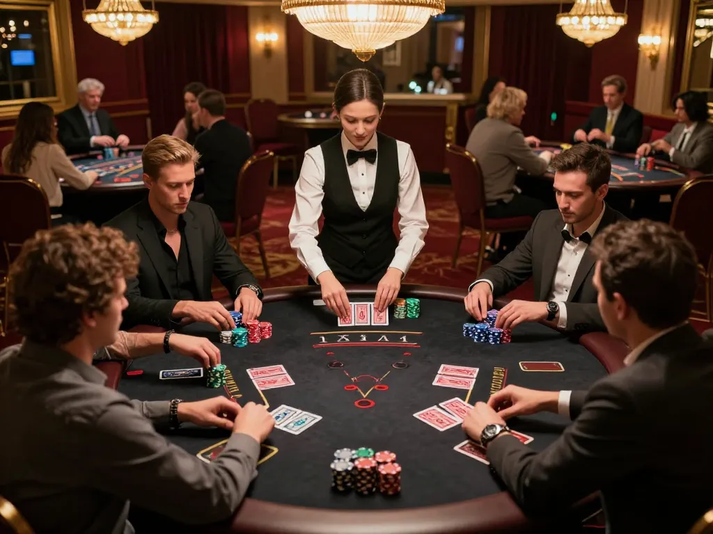 Players engaging in an exciting blackjack game at dash88 casino, showcasing strategy and teamwork.
