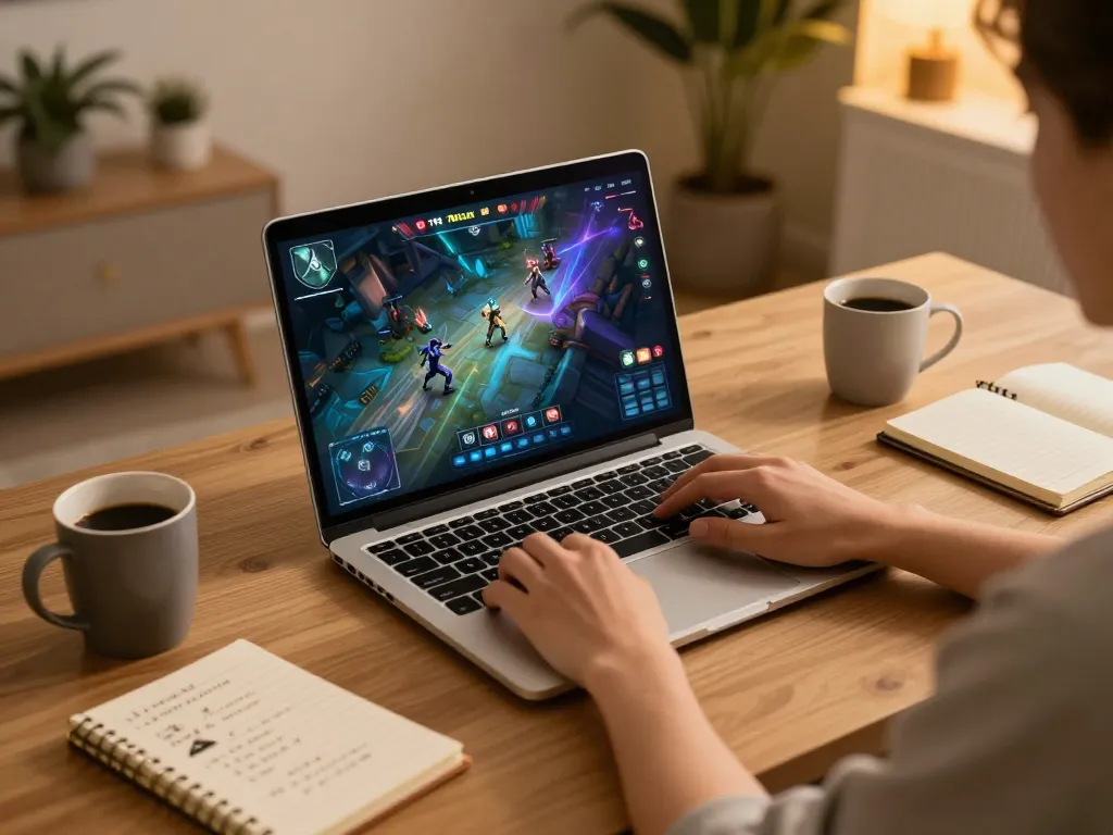 Engaging in online casino games on 789club with a warm and inviting home setup.