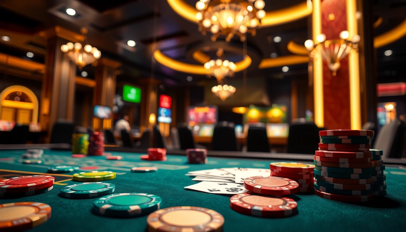 Menghadirkan pengalaman bermain xgslot88 di kasino mewah, dengan chip dan kartu yang berkilau.