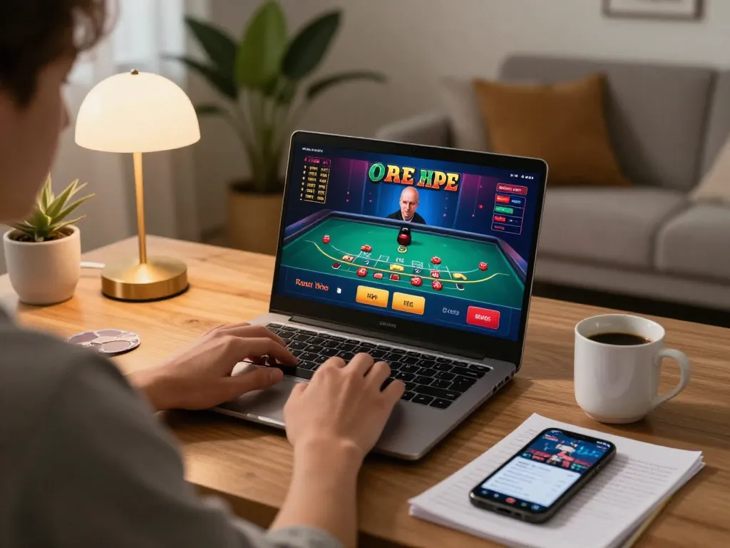 Engaging with n188 đăng nhập through live dealer blackjack on a laptop in a cozy home setting