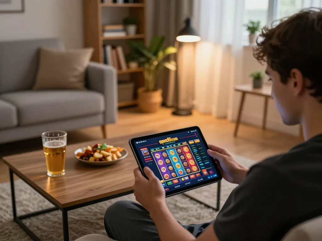 Engaging in strategic gameplay on open88 com casino app from a cozy home setting.
