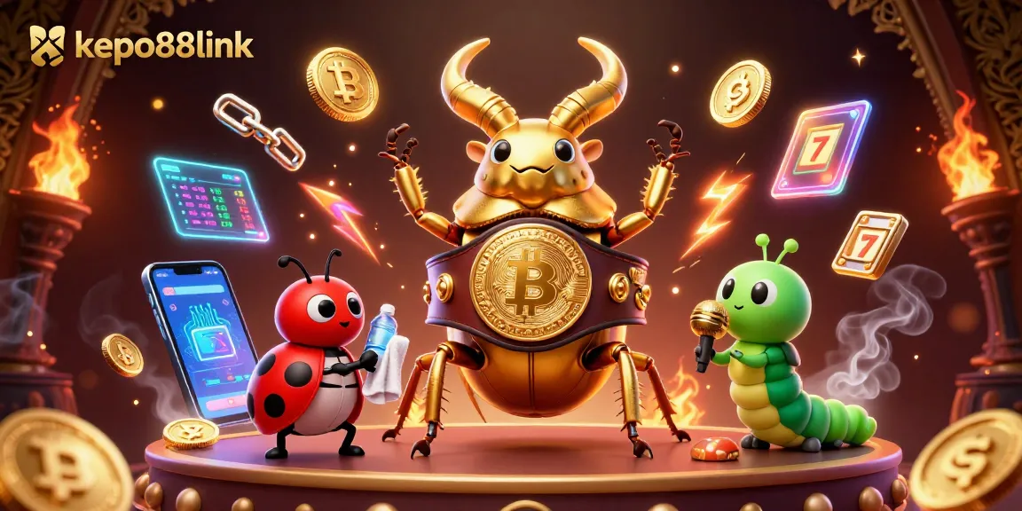 Engage in thrilling action at kepo88link with dynamic slot games surrounded by crypto coins.