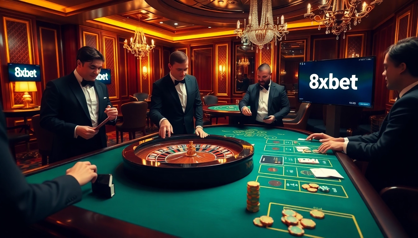 Players engaging in thrilling games at 8xbet casino, showcasing excitement and strategy.