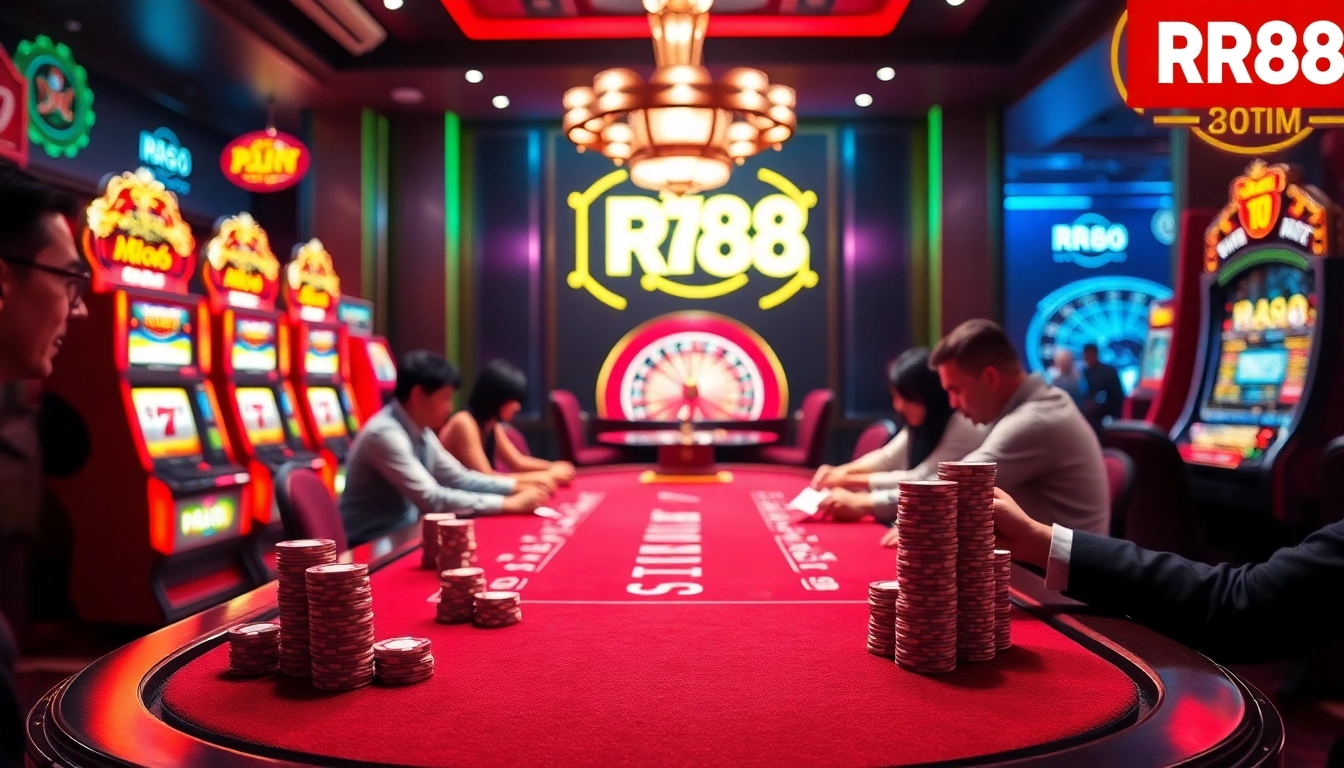 Experience the excitement of RR88 with vibrant casino tables and thrilling gambling action.