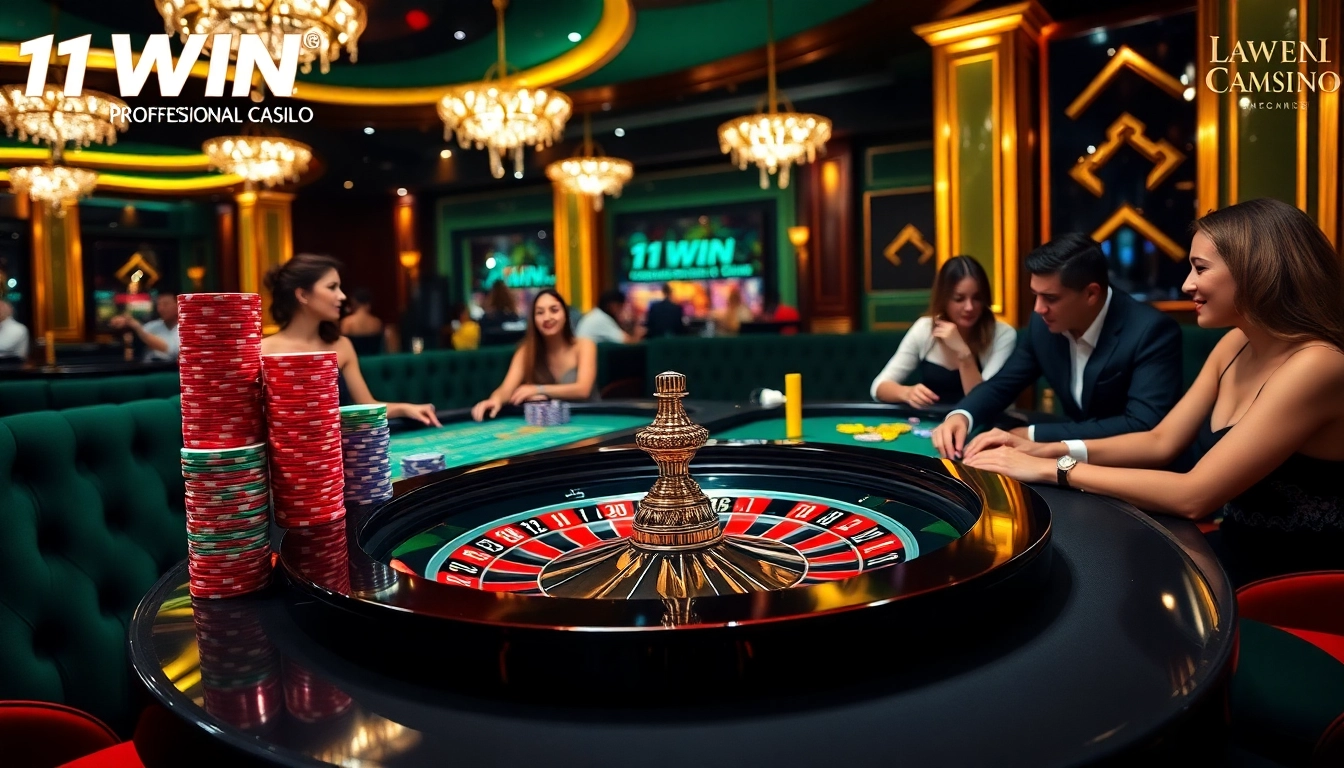 Players enjoying exciting roulette gameplay at 11WIN casino in a vibrant atmosphere.