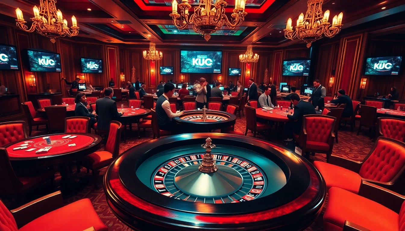 KJC casino players enjoying high-stakes games at elegant poker tables.