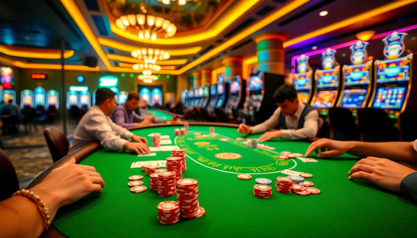 Experience the thrilling table play at 32WIN casino, showcasing vibrant poker chips and cards.