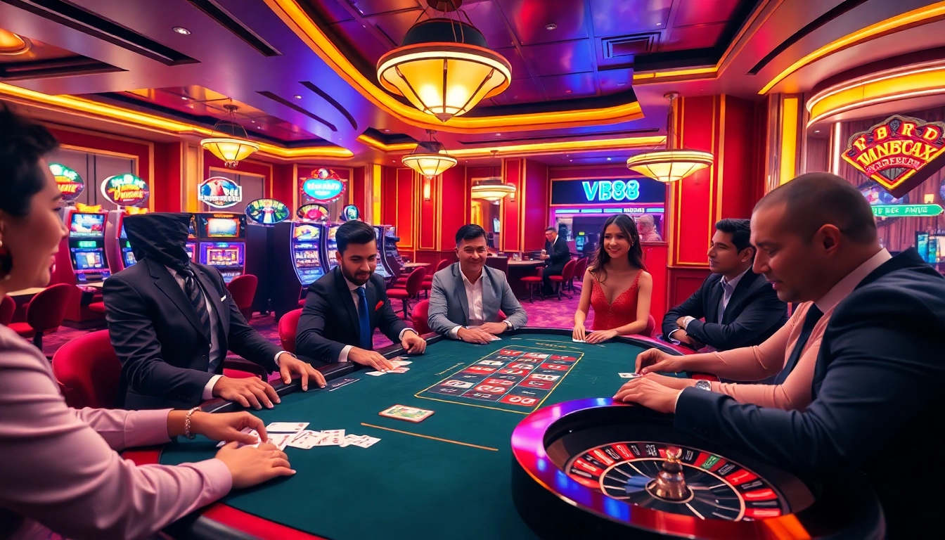 Experience VB88 action at a high-stakes casino table with vibrant atmosphere and luxury gaming.