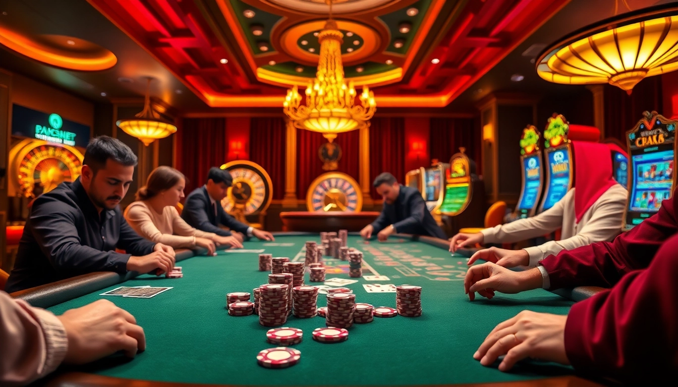 Poker players strategize their bets at a vibrant table inspired by https://pg88us.com/, enhancing their chances of winning.