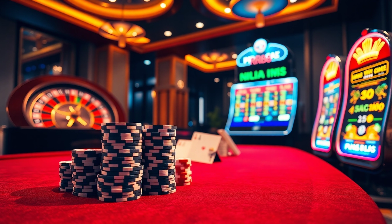 Experience betting action at Nhà Cái RR88 with vibrant casino elements including poker chips and roulette.