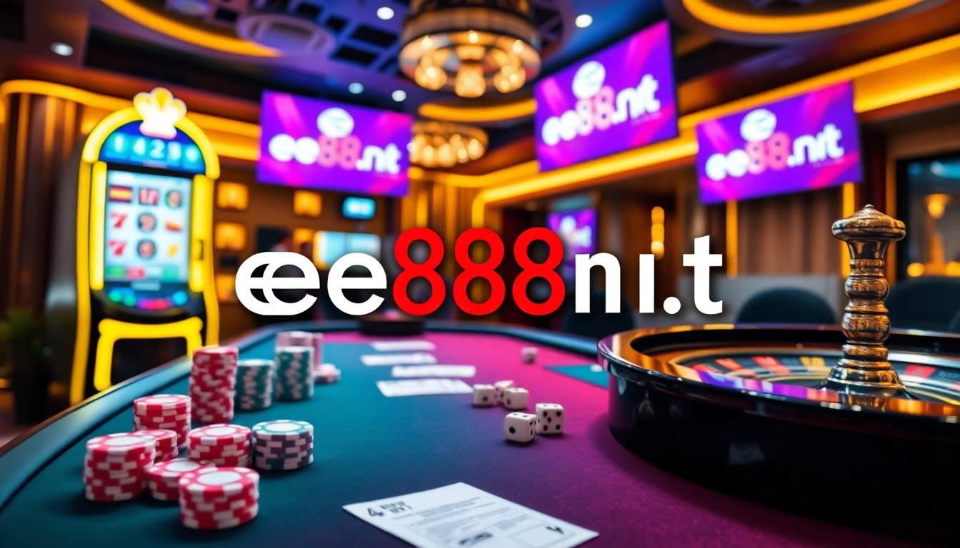 Experience the excitement at ee88 net with vibrant casino tables, poker chips, and dynamic gaming.