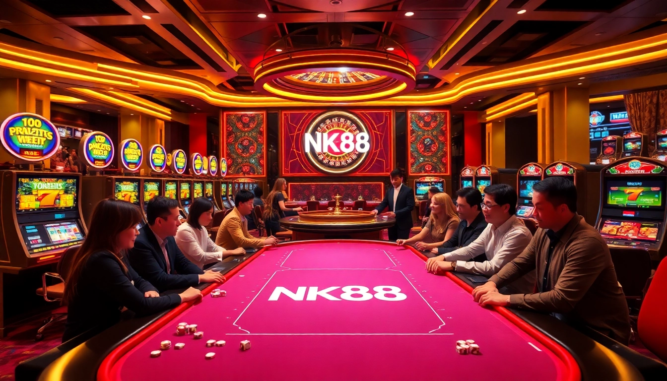 Players enjoy thrilling games at NK88 casino with vibrant tables and engaging ambiance.