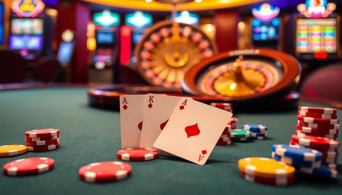 Experience the thrill of winning at https://33win68.io/ with vibrant poker chips and an elegant casino setting.