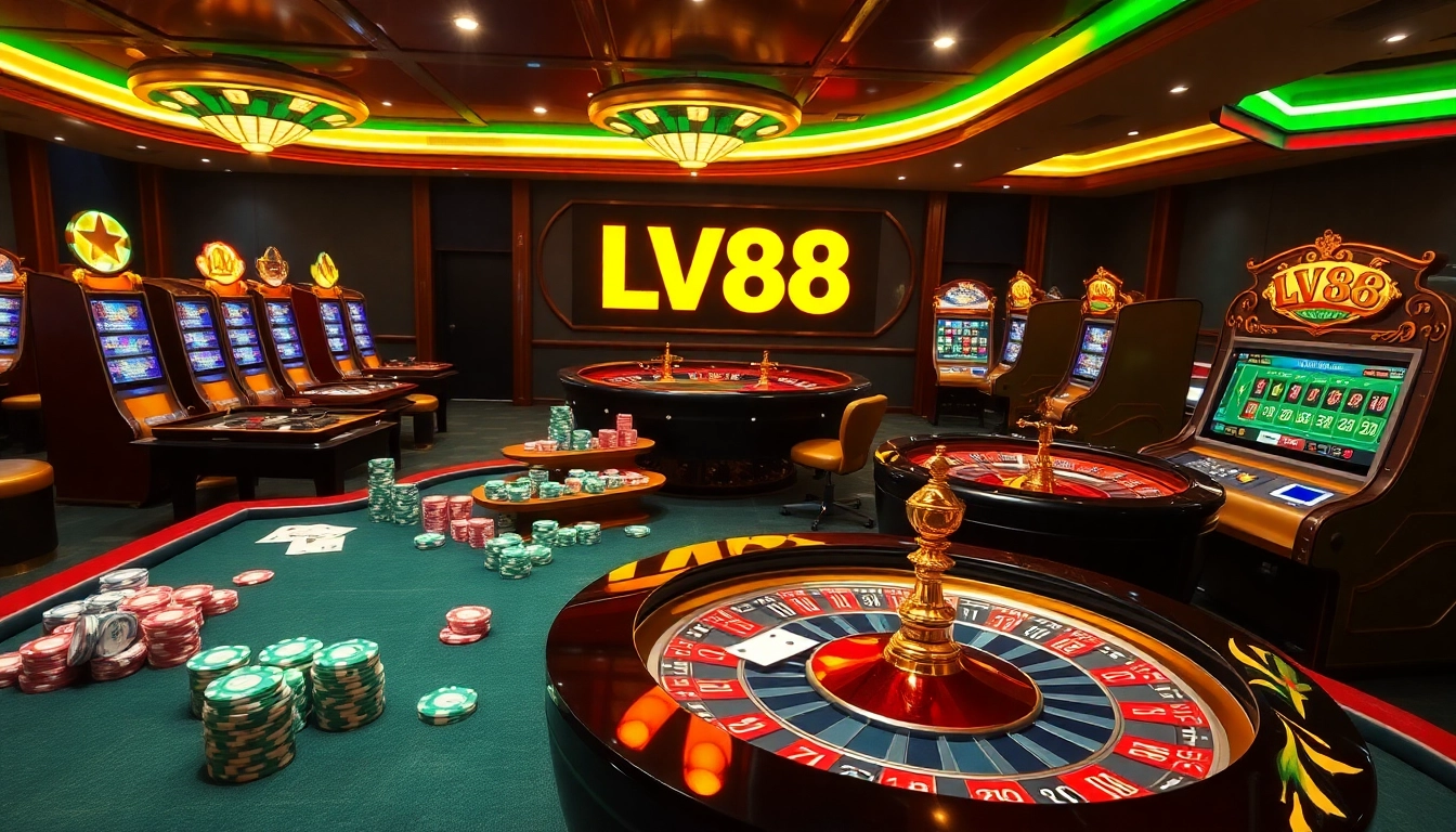 Experience the thrill of winning at LV88 with vibrant casino tables and exciting online interfaces.