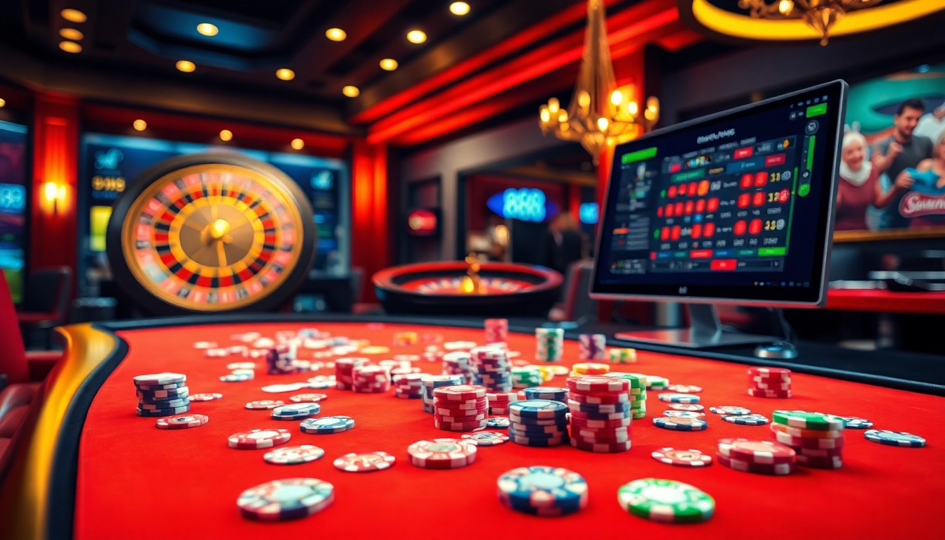 Engage with the excitement of 888new at a vibrant casino table filled with chips and cards.