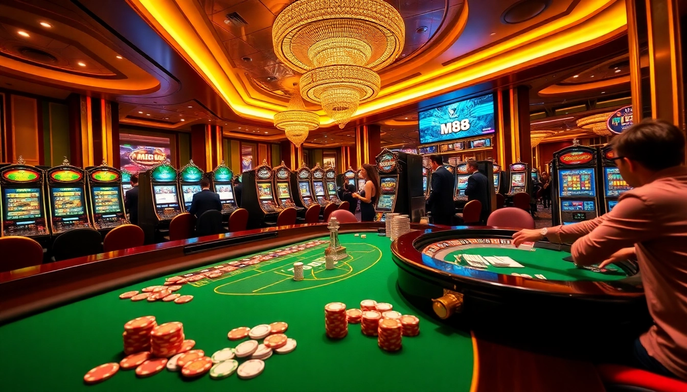 Experience thrilling gameplay at M88's vibrant casino, featuring roulette, poker, and slots.