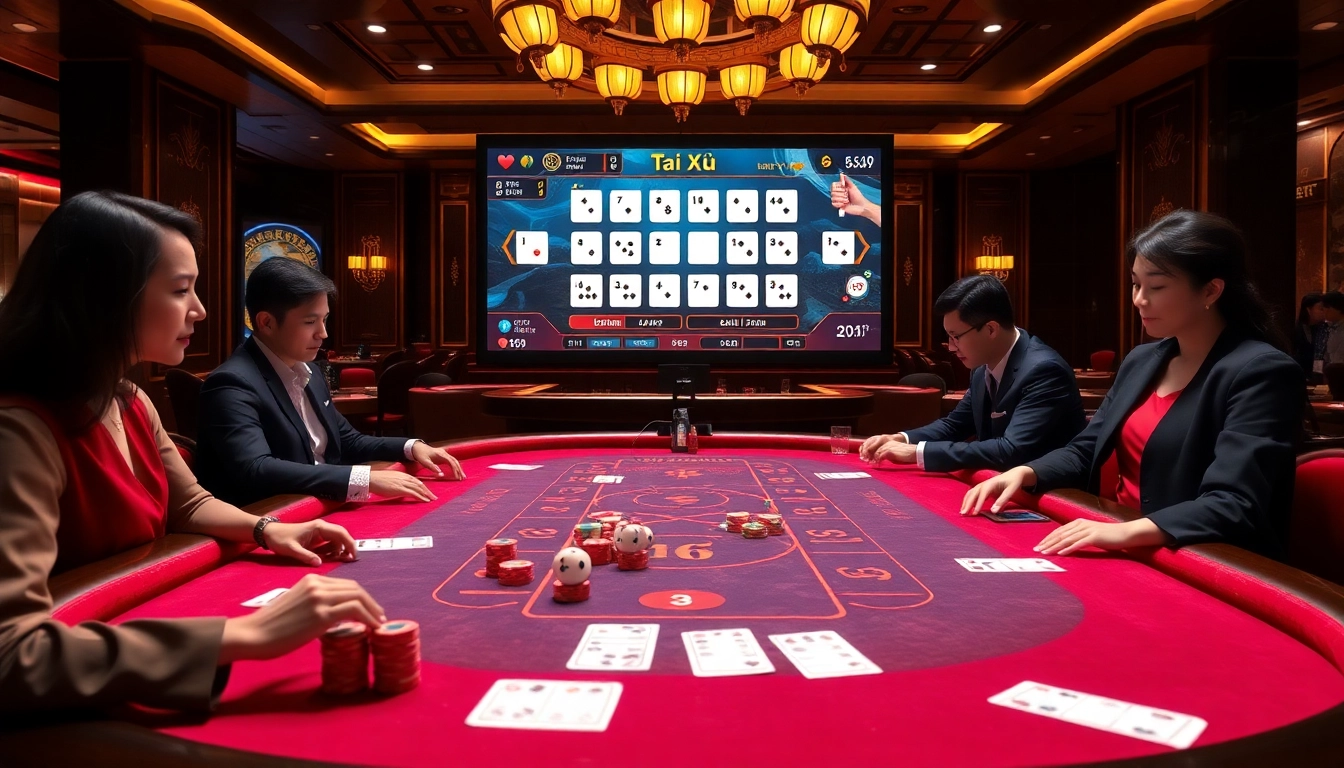 Exciting moment in a game tài xỉu with vibrant casino visuals and engaged players.