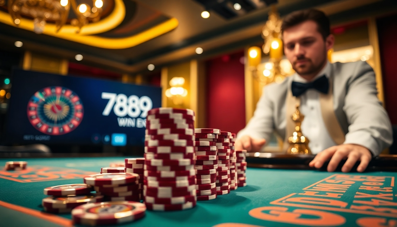 Engage in thrilling gameplay at 789win with vibrant poker chips and a luxurious atmosphere.