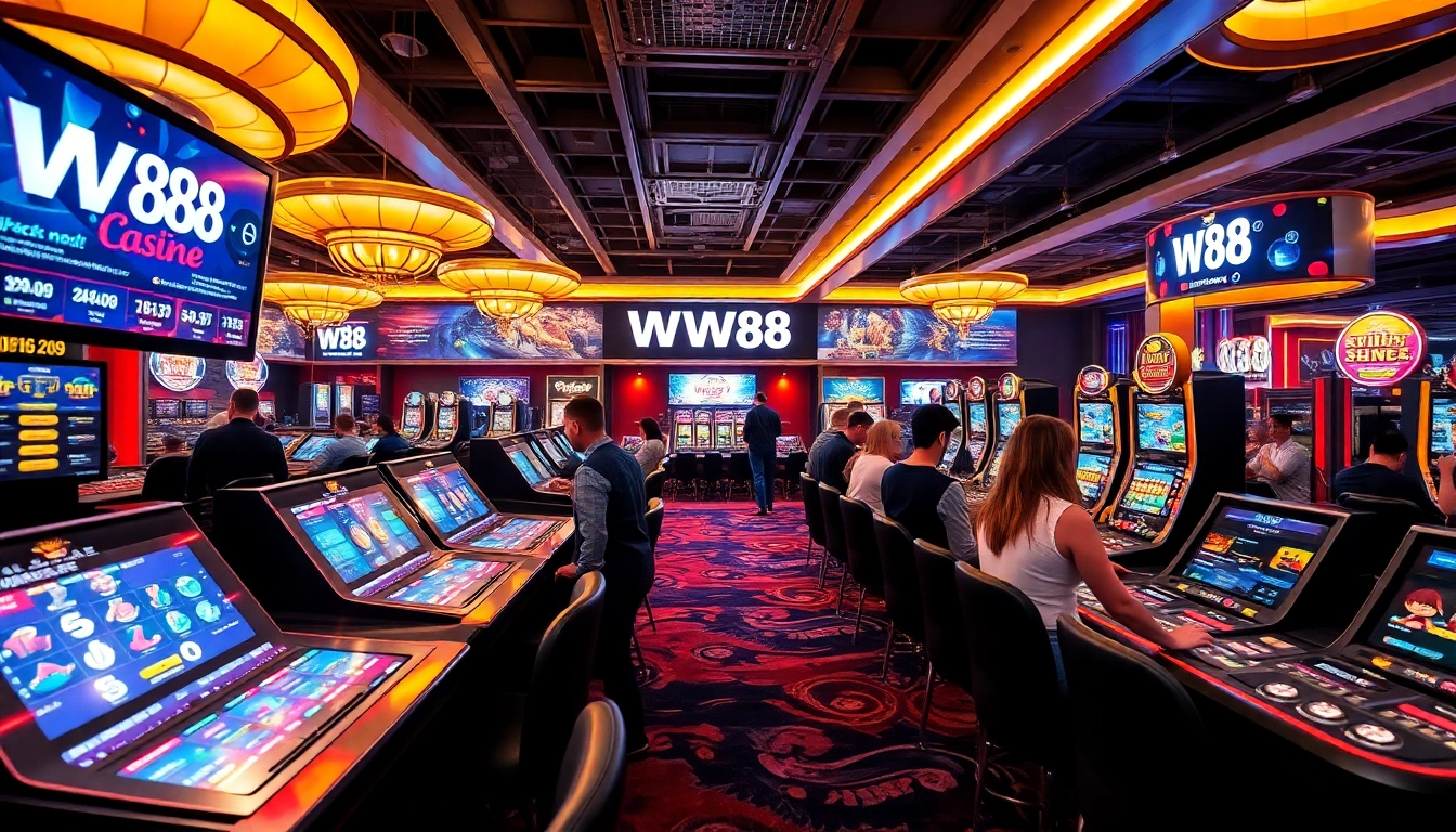 WW88 online gaming scene showcasing vibrant casino atmosphere with players in action.