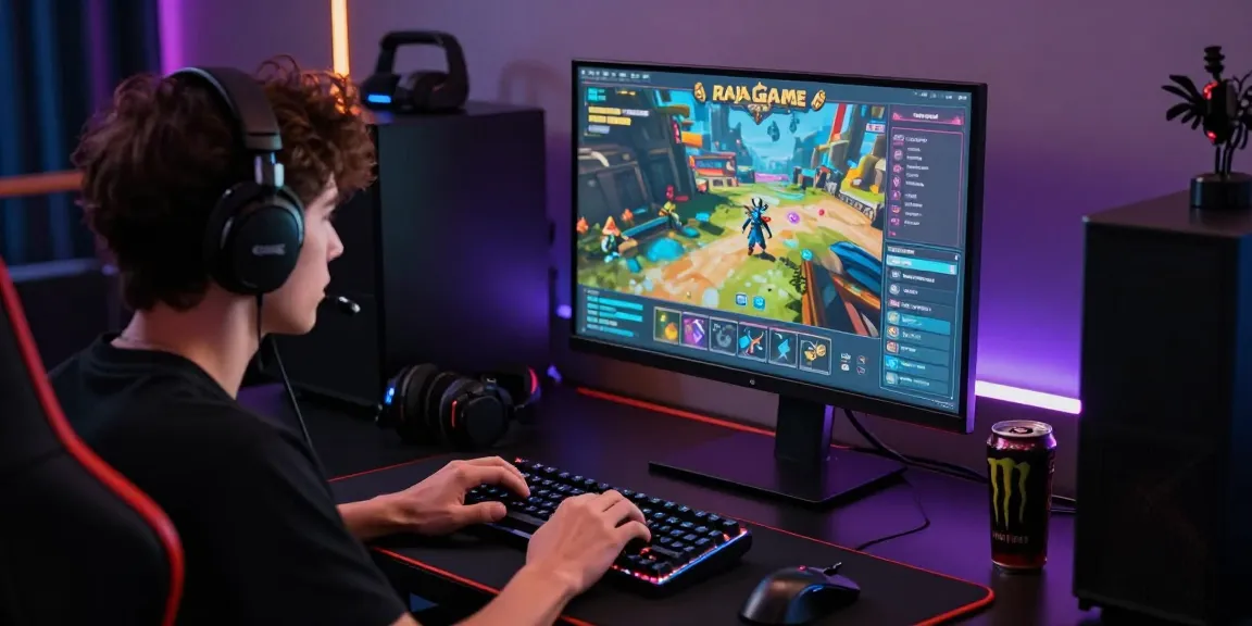 Engaging Raja Game login experience on a gaming computer with vibrant graphics.